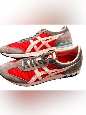 Onitsuka Tiger by Asics Red, Gray & Cream Retro Runner Sneakers - Size 13